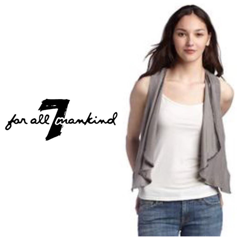 NWT 7FAM Gray Draped Vest with Chain Detail Size XS